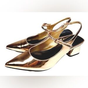 Marc Fisher Gold Block Heel Pumps
